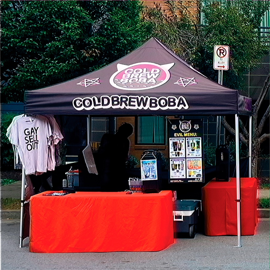 Cold Brew Boba — pop-up tent and merch